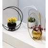 Metal Flower Vase with Gold Finish Geometric Half Moon Design Flower Pot Stand Table Top Decorative Flower Pot Gold Metal Flower Vase for Home and Office Side Table Decoration set of (1)
